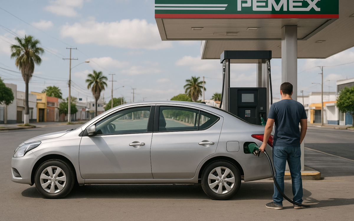 Consumo de gasolina Nissan Versa 2025 en estación de servicio mexicana