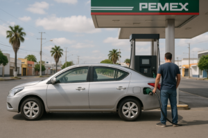 Consumo de gasolina Nissan Versa 2025 en estación de servicio mexicana
