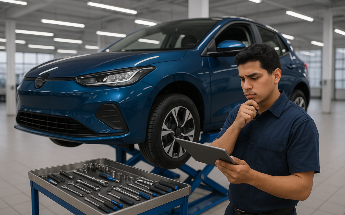 Técnico revisando fallas BYD Dolphin en taller autorizado México