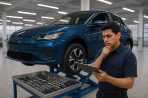 Técnico revisando fallas BYD Dolphin en taller autorizado México