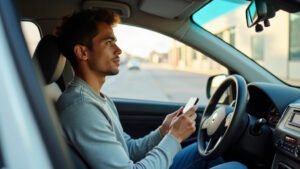 Conductor comparando seguro de auto barato en México desde su vehículo